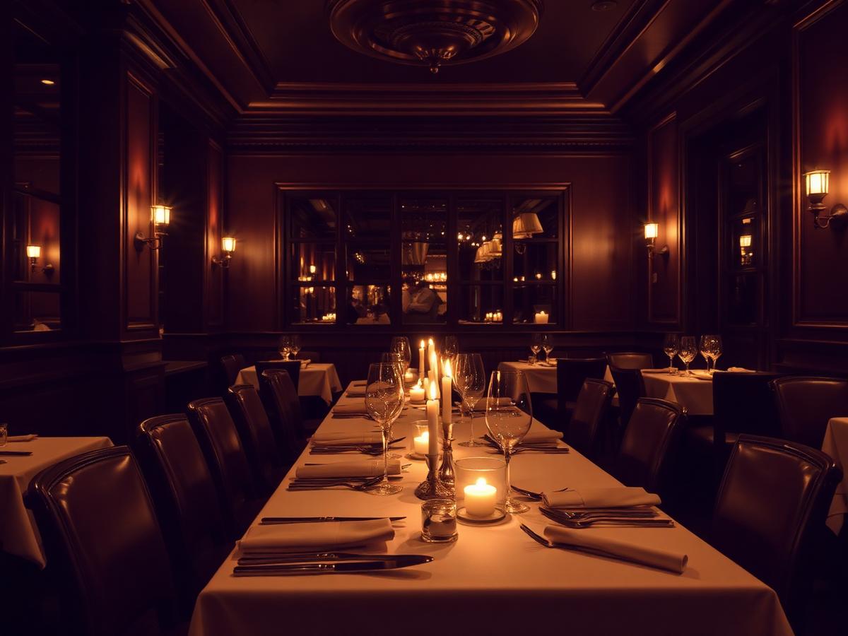 An intimate candlelit dining table